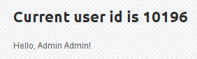 Всё работает - видны идентификатор пользователя и приветствие.