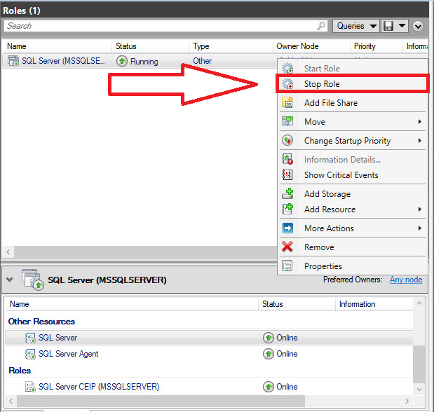 MS SQL Roles Stop