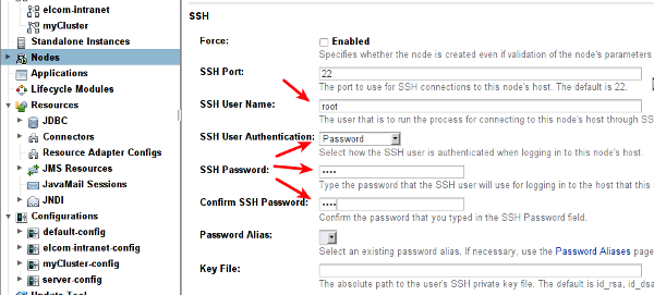 Параметры доступа по SSH